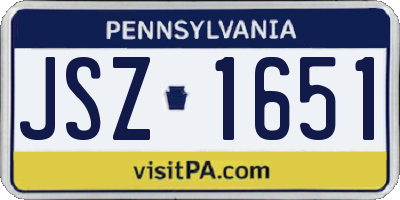 PA license plate JSZ1651