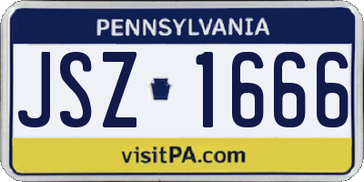 PA license plate JSZ1666