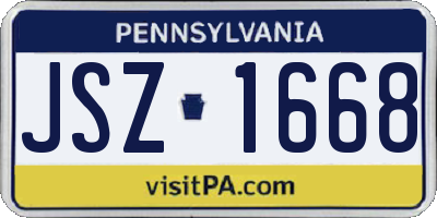 PA license plate JSZ1668