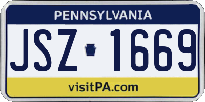 PA license plate JSZ1669