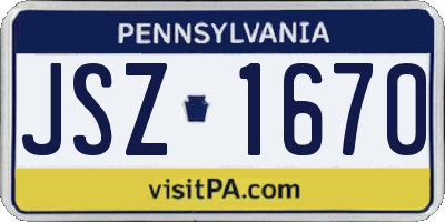 PA license plate JSZ1670