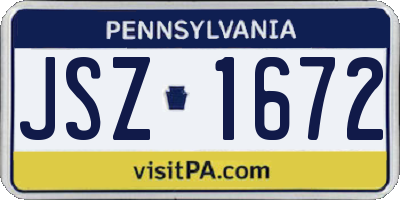 PA license plate JSZ1672