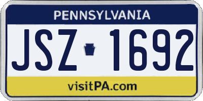 PA license plate JSZ1692