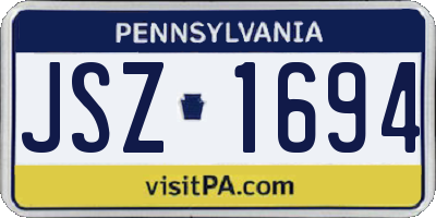 PA license plate JSZ1694