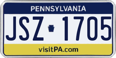 PA license plate JSZ1705