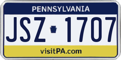 PA license plate JSZ1707
