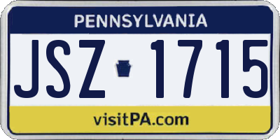 PA license plate JSZ1715