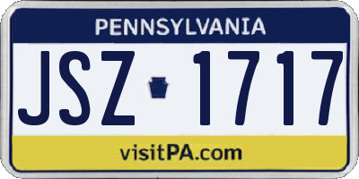 PA license plate JSZ1717