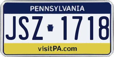 PA license plate JSZ1718