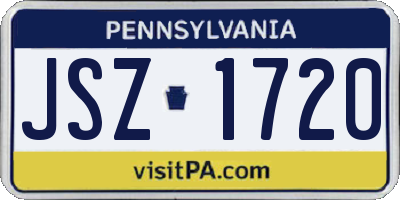 PA license plate JSZ1720