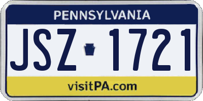 PA license plate JSZ1721