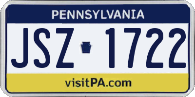 PA license plate JSZ1722