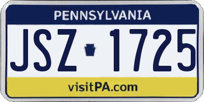 PA license plate JSZ1725