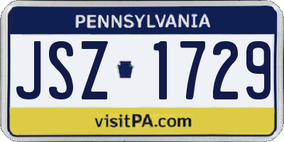 PA license plate JSZ1729