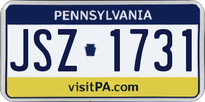 PA license plate JSZ1731