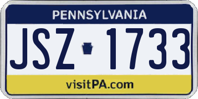 PA license plate JSZ1733