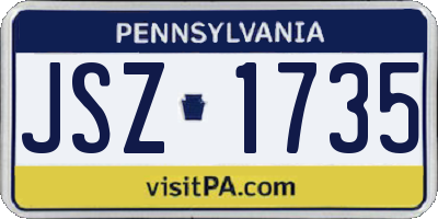 PA license plate JSZ1735