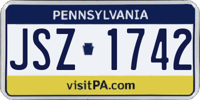 PA license plate JSZ1742