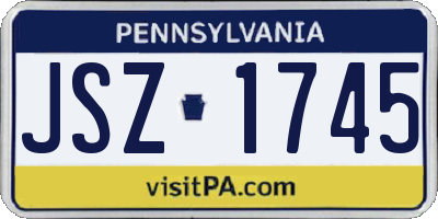 PA license plate JSZ1745