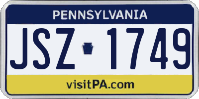 PA license plate JSZ1749