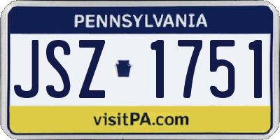 PA license plate JSZ1751