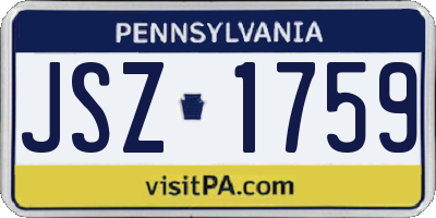 PA license plate JSZ1759