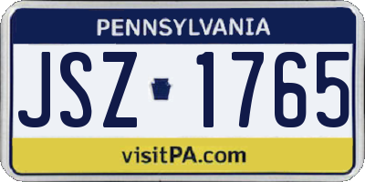PA license plate JSZ1765