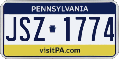 PA license plate JSZ1774