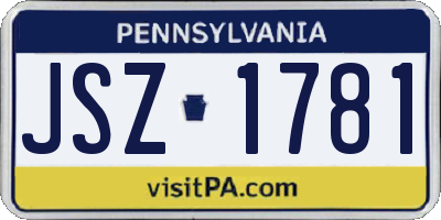 PA license plate JSZ1781