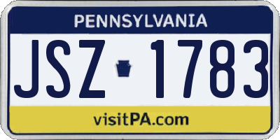 PA license plate JSZ1783