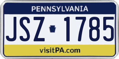 PA license plate JSZ1785