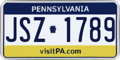 PA license plate JSZ1789
