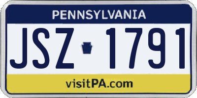 PA license plate JSZ1791