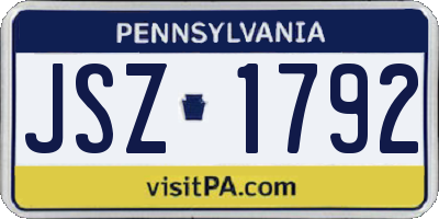 PA license plate JSZ1792