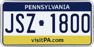 PA license plate JSZ1800