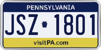 PA license plate JSZ1801