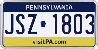 PA license plate JSZ1803