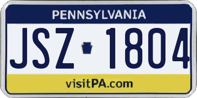 PA license plate JSZ1804