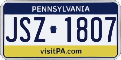 PA license plate JSZ1807