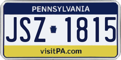 PA license plate JSZ1815