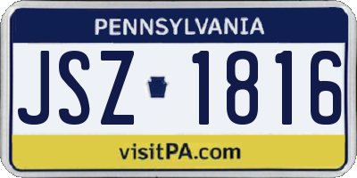 PA license plate JSZ1816
