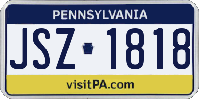 PA license plate JSZ1818