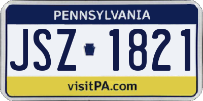 PA license plate JSZ1821