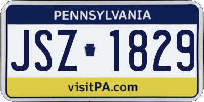 PA license plate JSZ1829