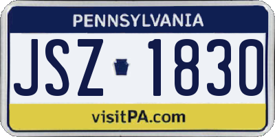 PA license plate JSZ1830
