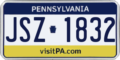 PA license plate JSZ1832