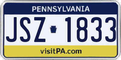 PA license plate JSZ1833