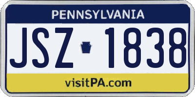 PA license plate JSZ1838