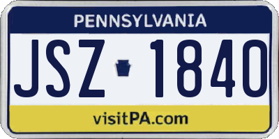 PA license plate JSZ1840