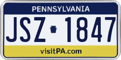 PA license plate JSZ1847